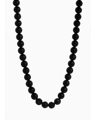 Emporio Armani Collier De Perles En Onyx Noir