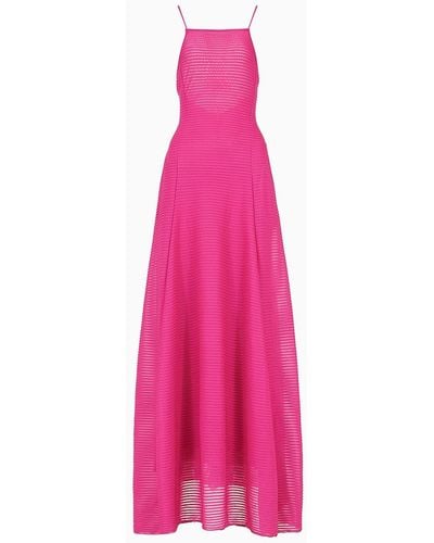 Emporio Armani Long Dress In Ottoman-look Jersey - Pink
