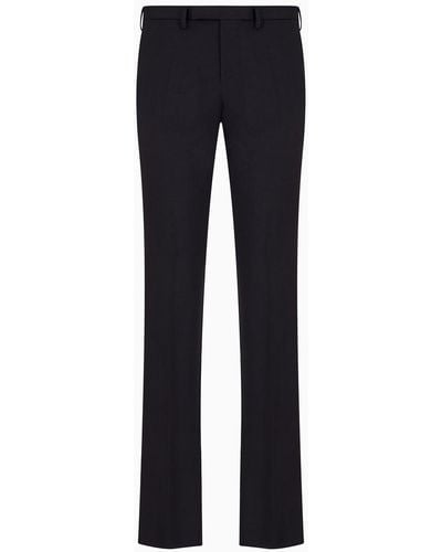 Emporio Armani Pants In Natural Stretch Tropical Light Wool - Blue