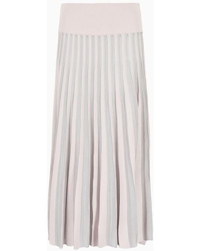 Emporio Armani Long Skirt In Pleated Fabric - White