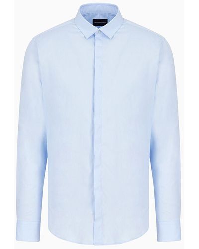 Emporio Armani Slim-fit Stretch Twill Shirt - White