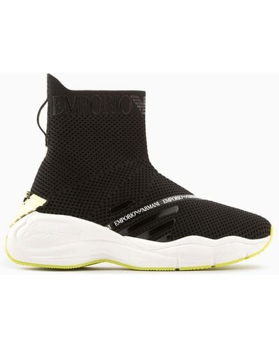 Emporio Armani Sock Sneakers Chunky In Maglia - Nero