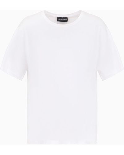 Emporio Armani Camiseta De Punto De Algodón Supima Asv - Blanco