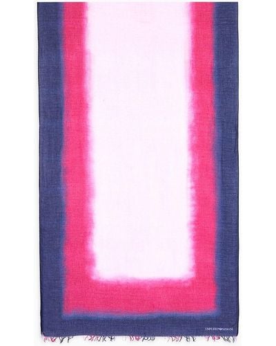 Emporio Armani Étole En Modal Mélange Soie Avec Imprimé Multicolore Encadré - Rose