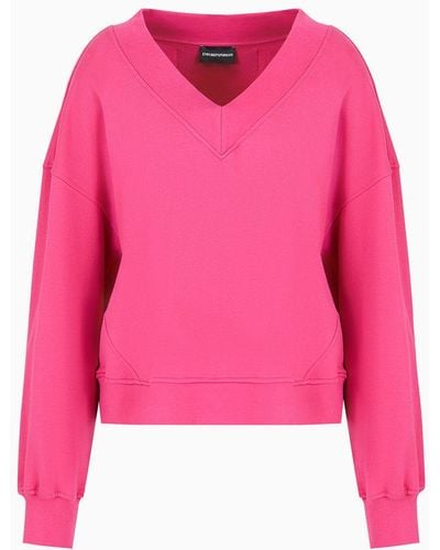 Emporio Armani Asv Organic French Terry V-neck Sweatshirt - Pink