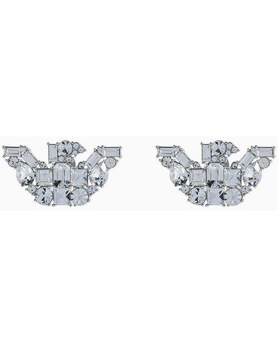 Emporio Armani Silver-tone Brass Stud Earrings - White