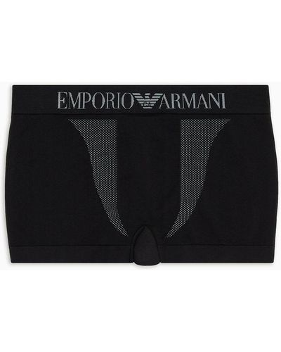 Emporio Armani Seamless Fabric Boxer Briefs With Logo Waistband - Black