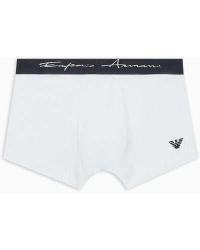 Emporio Armani Eng Anliegende Boxershorts Aus Weichem Modal Mit Logo-schriftzug - Weiß