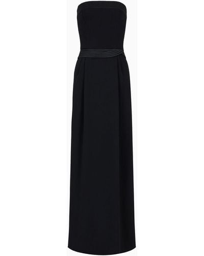 Emporio Armani Strapless Long Dress In Technical Crêpe With Quilted Details - Black
