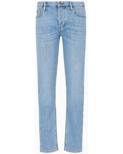 Emporio Armani Jeans J75 In Slim Fit Aus Denim In Used-optik - Blau
