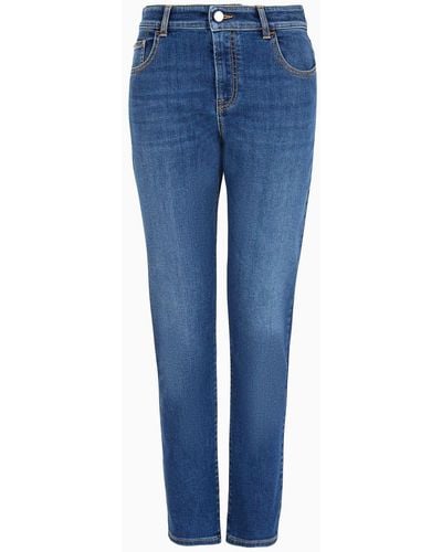 Emporio Armani J36 Mid-rise, Straight-leg, Worn-effect Denim Jeans - Blue