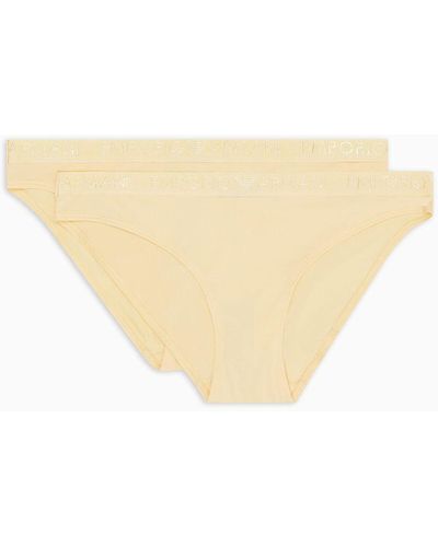 Emporio Armani Asv Two-pack Of Iconic Logo Band Recycled Microfibre Briefs - White