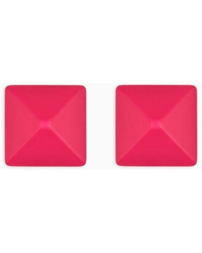 Emporio Armani Oversize Square Faceted Earrings - Pink