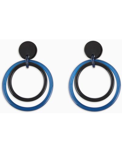 Emporio Armani Resin Double-hoop Oversize Earrings - Blue