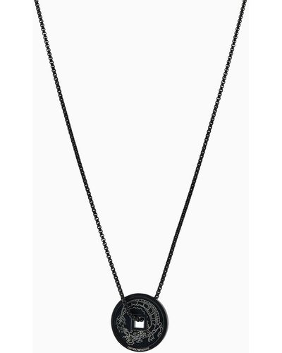 Emporio Armani Collana Con Pendente In Acciaio Inossidabile Nero - Metallizzato