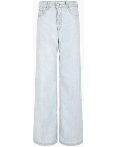 Emporio Armani Asv Palazzo-jeans J14 Mit Hohem Bund Und Weitem Bein, Gefertigt Aus Bio-denim Aus Einer Lyocell-mischung - Weiß