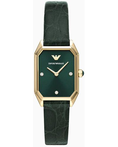 Emporio Armani Two-hand Green Leather Watch