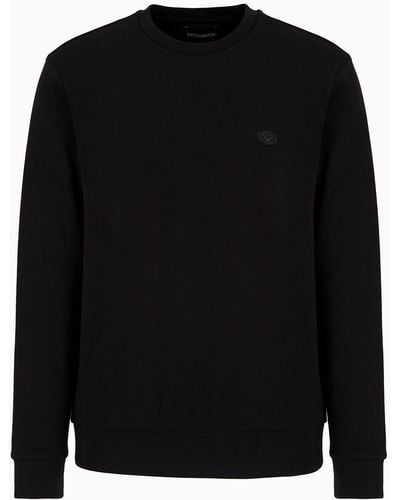 Emporio Armani Crew-neck Sweatshirt With Micro Logo Patch - Black