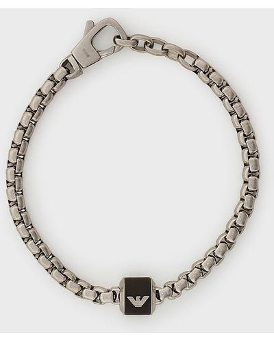 Emporio Armani Black Marble Chain Bracelet - Metallic