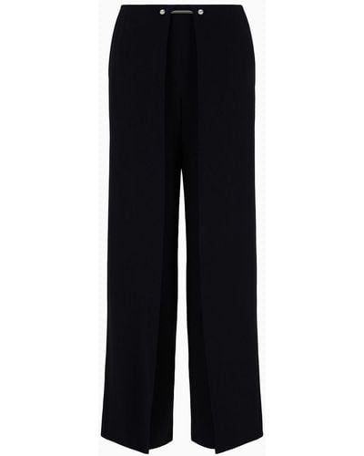 Emporio Armani Envers Satin Trousers With A Piercing-style Closure - Black