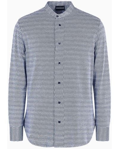 Emporio Armani Guru-collar Shirt In Op-art Jacquard Jersey - Grey