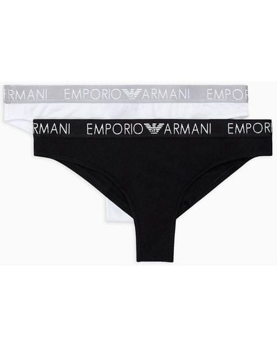 Emporio Armani Two-pack Of Iconic Logo Brazilian Briefs - Black