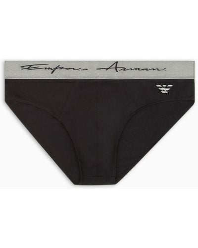 Emporio Armani Slip En Modal Doux Avec Logo Signature - Noir