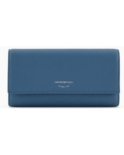 Emporio Armani Deer-print Myea Wallet With Flap - Blue