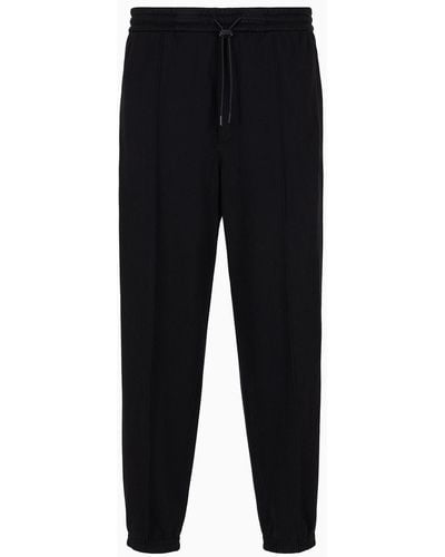 Emporio Armani Soft-touch Jersey Sweatpants With Ribbing - Black