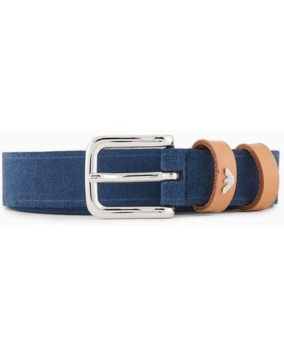 Emporio Armani Cinturón De Ante - Azul