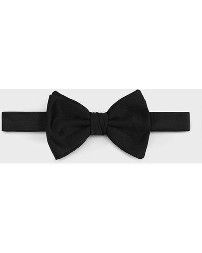 Emporio Armani Pure Silk Bow Tie With Jacquard Micro-motif - Black