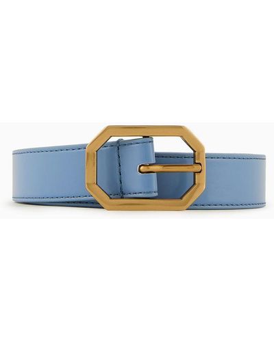 Emporio Armani Brushed Finish Belt - Blue