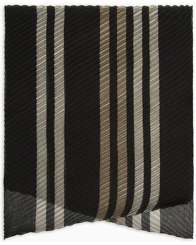 Emporio Armani Striped Viscose-blend Stole With Lurex - Black