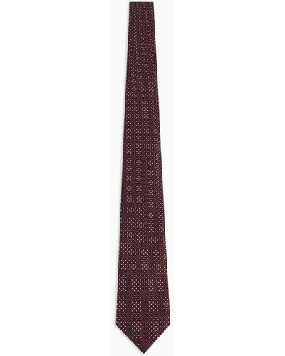 Emporio Armani Pure Silk Tie With Jacquard Op-art Micro Pattern - Purple