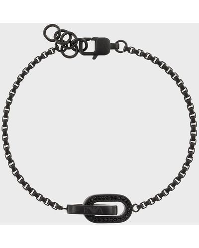 Emporio Armani Black-tone Stainless Steel Chain Bracelet