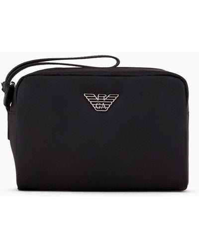Emporio Armani Travel Essentials Small Washbag In Recycled Nylon - Black