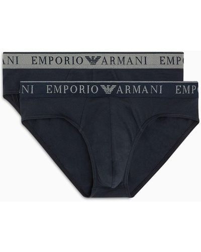 Emporio Armani 2er-pack Slips Mit Endurance-logo - Blau