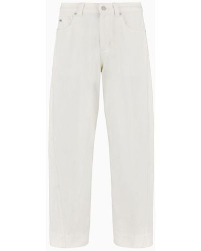 Emporio Armani J89 Baggy-fit-jeans Aus Bulldenim Mit Französischer Bulldogge Als Logomotiv - Weiß