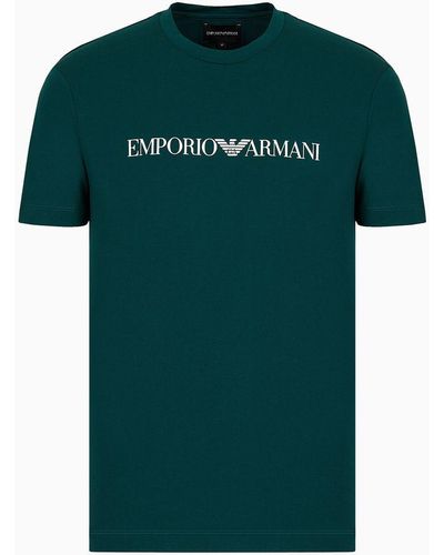 Emporio Armani T-shirt In Jersey Pima Con Stampa Logo - Multicolore