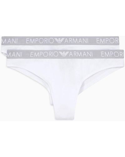 Emporio Armani Two-pack Of Iconic Logo Brazilian Briefs - White