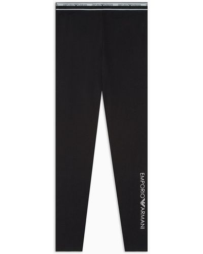 Emporio Armani Legging De Détente En Coton Biologique Avec Bande Logo Iconic Asv - Noir