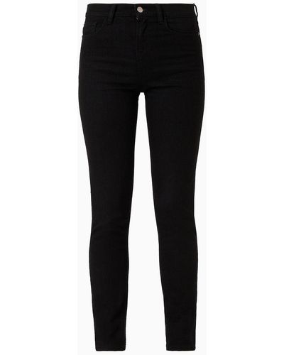 Emporio Armani J20 High-waisted, Super Skinny-leg Jeans In Rinsed Comfort Denim - Black
