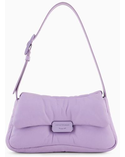 Emporio Armani Baguette Shoulder Bag In Puffy Nappa Leather - Purple
