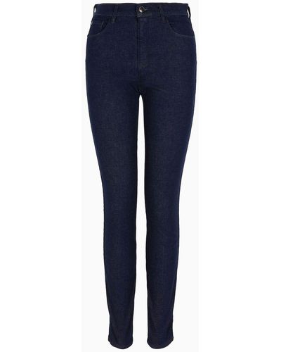 Emporio Armani J20 High-waisted Super Skinny Leg Jeans In A Lyocell Denim Blend With A Valentine's Day Love Capsule Collection Patch - Blue