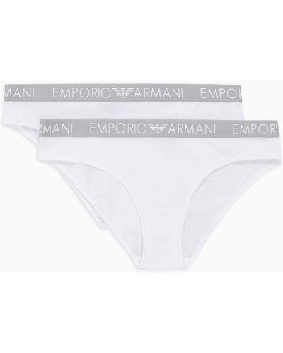 Emporio Armani Paquete Con Dos Braguitas Slip Con Logotipo Iconic - Blanco