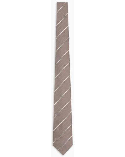 Emporio Armani Silk Tie With Multi-striped Jacquard Motif - Grey