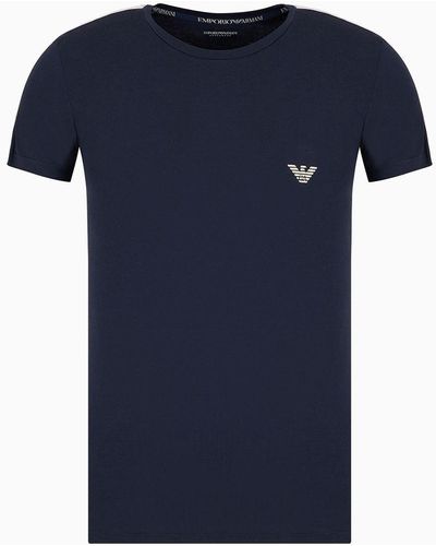 Emporio Armani Asv Slim-fit Organic Cotton Logo Band Loungewear T-shirt - Blue
