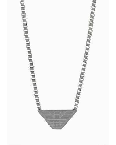 Emporio Armani Stainless Steel Id Necklace - White