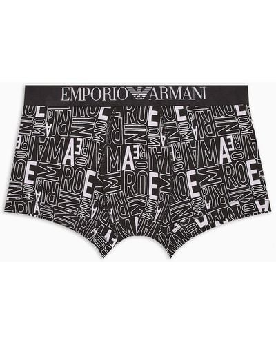 Emporio Armani Boxer Avec Logo Audacieux Imprimé All Over - Noir
