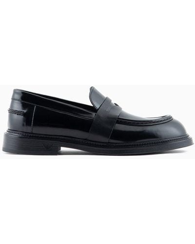 Emporio Armani Brushed Leather Loafers - White
